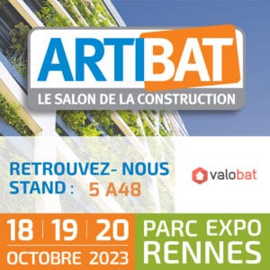 Stand ARTIBAT, salon de la construction à Rennes, du 18 au 20 octobre 2023, stand 5 A48.